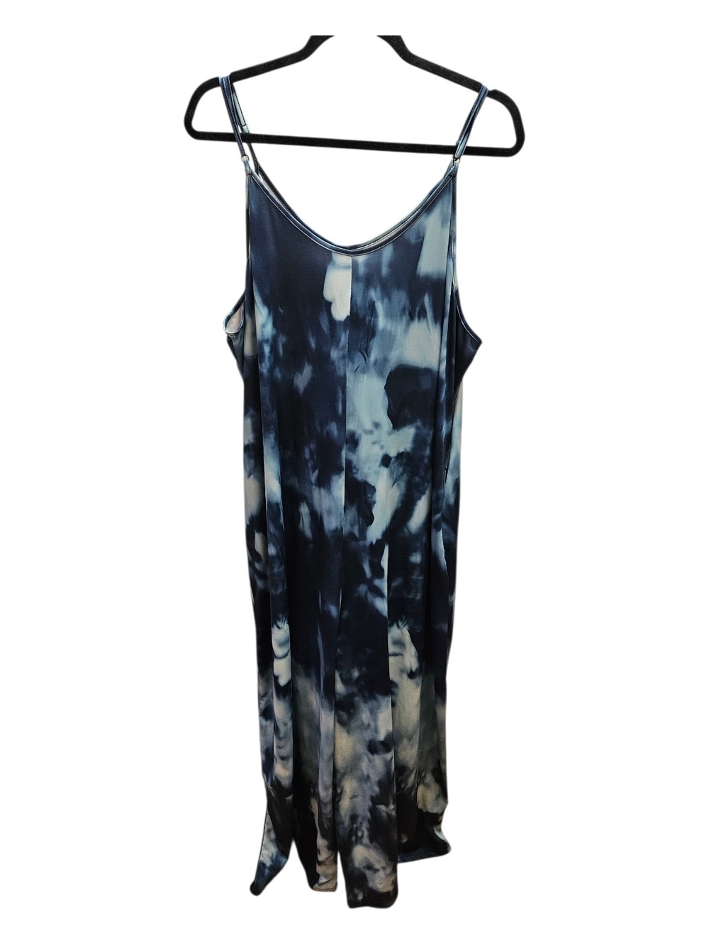 Tie-dye Navy & White Jumpsuit With Pockets Swimsuit Cover-up Ajustable Straps